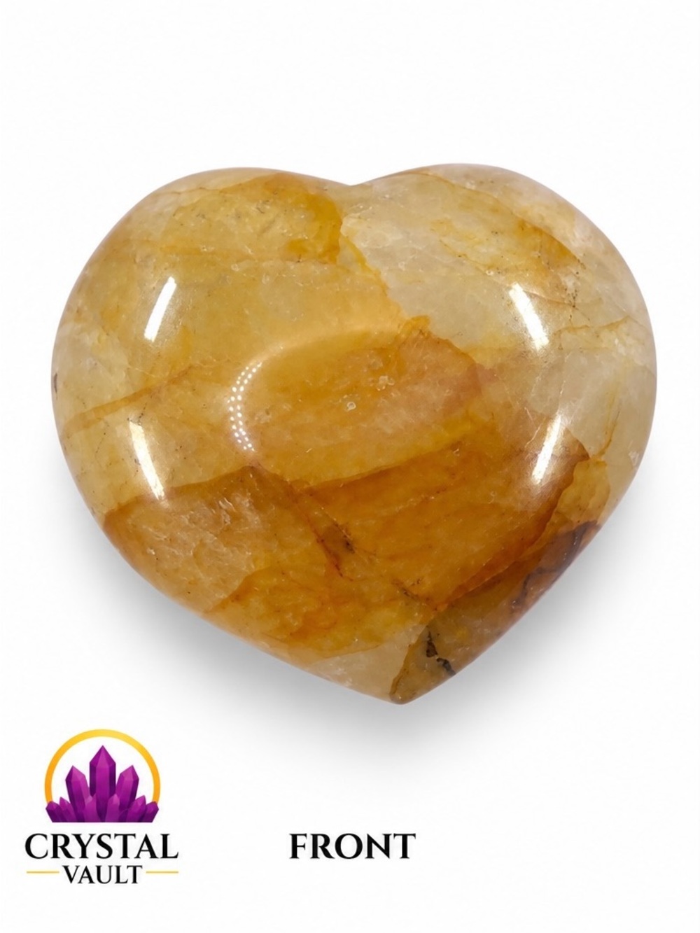Crystal Vault Golden Healer Quartz Heart | Polished Crystal
